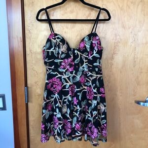 Luxxel Deep V Floral Mini Dress